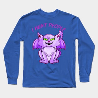 Evil Cat With Wings I Hunt People On Halloween Long Sleeve T-Shirt